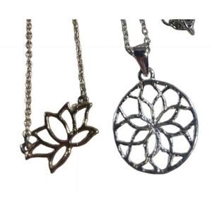 Fearless Vintage Necklace and Pendant Jewelry Lot Lotus Crystal Feather